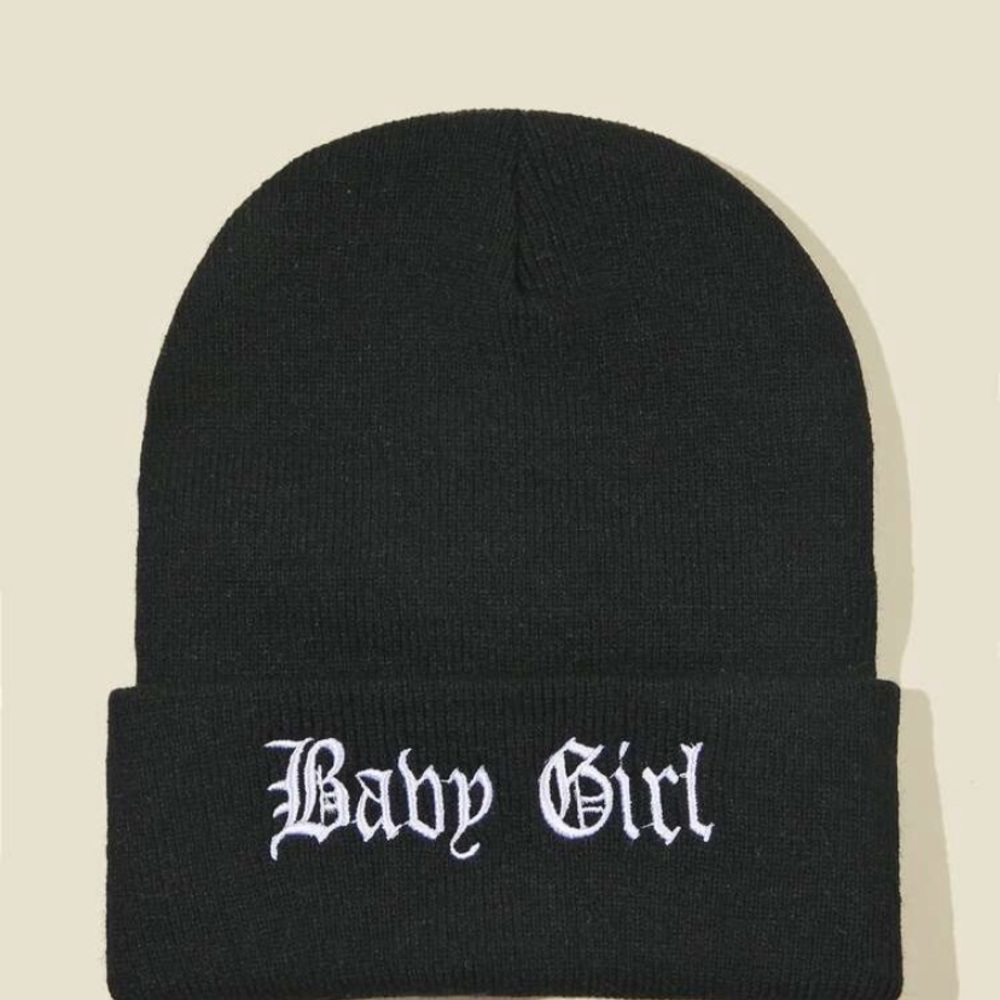 Baby girl black beanie